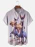 Moisture-wicking Fun and Cheerful Two Donkeys Chest Pocket Hawaiian Shirt