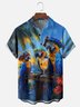Tall Size Moisture-wicking Pirate Captain Parrots Chest Pocket Hawaiian Shirt