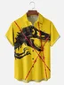 ShiMoisture-wicking Avant-garde Dinosaur Chain Art Chest Pocket Bowling Shirt