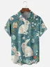Moisture-wicking Easter Bunny Eggs Chest Pocket Casual Shirt