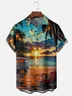 Moisture-wicking Camping Sunset Beach Coconut Trees Chest Pocket Casual Shirt