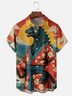 Moisture Wicking Ukiyo-e Dinosaur Chest Pocket Hawaiian Shirt