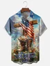 Moisture-wicking Memorial Day American Flag Blue Chest Pocket Casual Shirt