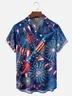 Moisture-wicking Happy Independence Day American Flag Fireworks Chest Pocket Casual Shirt