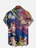 Moisture-wicking Cat Universe Ray Geometry Chest Pocket Casual Shirt