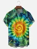 Moisture Wicking Tie-Dye Ombre Botanicals Chest Pocket Hawaiian Shirt