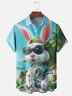 Moisture-wicking Happy Easter Holiday Bunny Chest Pocket Casual Shirt