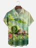 Moisture-wicking Funny Cute Snail Holding Umbrella Chest Pocket Hawaiian Shirt