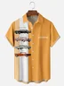 Moisture-wicking Classic American Retro Car Sports Car Art Chest Pocket Bowling Shirt
