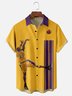 Moisture-wicking USA Basketball Los Angeles Legend Yellow Purple Chest Pocket Bowling Shirt
