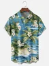 Moisture-wicking Tropical Palm Tree Floral Chest Pocket Hawaiian Shirt