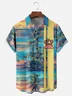 Moisture-wicking Tropical Palm Tree Chest Pocket Hawaiian Bowling Shirt