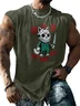 Mens Crewneck Tank Tops Mask Cat Beach Sleeveless Shirt