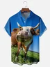 Moisture-wicking Cow Smile Chest Pocket Casual Shirt