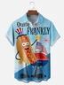 Moisture-wicking Independence Day American Flag Hot Dog Barbecue Chest Pocket Casual Shirt