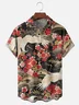 Moisture-wicking Retro Classic Red-crowned Crane Art White Lotus Chest Pocket Hawaiian Shirt