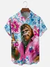 Moisture Wicking Plants Flowers Beer Bigfoot Chest Pocket Hawaiian Shirt