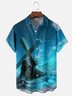 Moisture-wicking Christ Cross Religious Art Blue Chest Pocket Casual Shirt