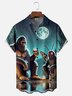 Moisture-wicking Bigfoot Mothman Drinking Fun Art Chest Pocket Hawaiian Shirt