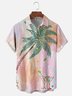 Moisture-wicking Dream Gradient Coconut Tree Cocktail Colorful Art Chest Pocket Hawaiian Shirt