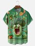 Moisture-wicking Funny Broccoli Scare Art Painting Chest Pocket Hawaiian Shirt