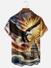 Moisture-wicking Happy Independence Day American Flag Bald Eagle White House Chest Pocket Casual Shirt