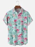 Moisture-wicking Fantasy Flamingo Floral Colorful Art Chest Pocket Hawaiian Shirt