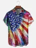 Moisture-wicking Happy Independence Day American Flag Art Abstract Chest Pocket Casual Shirt