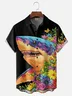Moisture Wicking Floral Shark Chest Pocket Hawaiian Shirt