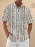 Moisture Wicking Geometric Stripes Chest Pocket Hawaiian Shirt