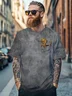 Men's Fun Art Dinosaur Pocket Print Avant-garde Multicolor Fitted T-shirts