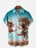 Moisture-wicking Funny Art Mouse Karate Chest Pocket Hawaiian Shirt