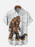 Moisture-wicking Bigfoot Dachshund Map Chest Pocket Hawaiian Shirt