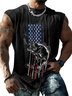 Mens Crewneck Tank Tops American Flag Fishing Beach Sleeveless Shirt