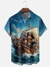 Moisture-wicking Pirate Sailing Boat Chest Pocket Hawaiian Shirt