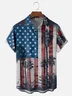 Moisture Wicking USA Flag Coconut Tree Chest Pocket Hawaiian Shirt