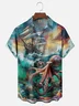 Moisture-wicking Ocean Art Octopus Pirate Ship Chest Pocket Hawaiian Shirt