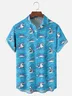 Moisture-wicking Shark Ocean Cartoon Chest Pocket Hawaiian Shirt