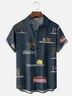 Moisture-wicking Coconut Tree Surfboard Bus Chest Pocket Hawaiian Shirt