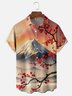 Moisture Wicking Japan Mount Fuji Cherry Blossom Chest Pocket Hawaiian Shirt