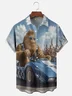 Moisture-wicking Bigfoot Driving Race Car Chest Pocket Hawaiian Shirt