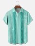 Moisture Wicking Geometric Stripes Chest Pocket Hawaiian Shirt