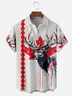 Moisture-wicking Canada Day Reindeer Chest Pocket Bowling Shirt
