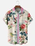 Moisture-wicking Retro Avant-garde Flower and Bird Art Chest Pocket Hawaiian Shirt