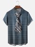 Moisture-wicking Father‘s Day Plaid Tie Chest Pocket Business Shirt