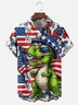 Moisture-wicking American Flag Dinosaur Chest Pocket Casual Shirt