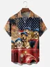 Moisture-wicking American Flag Golden Retriever Dog Chest Pocket Casual Shirt