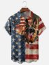 Moisture-wicking American Flag German Shepherd Dog Chest Pocket Casual Shirt