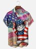 Moisture-wicking American Flag Cat Chest Pocket Casual Shirt