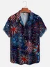 Tall Size Moisture Wicking Fireworks American Flag Short Sleeve Aloha Shirt